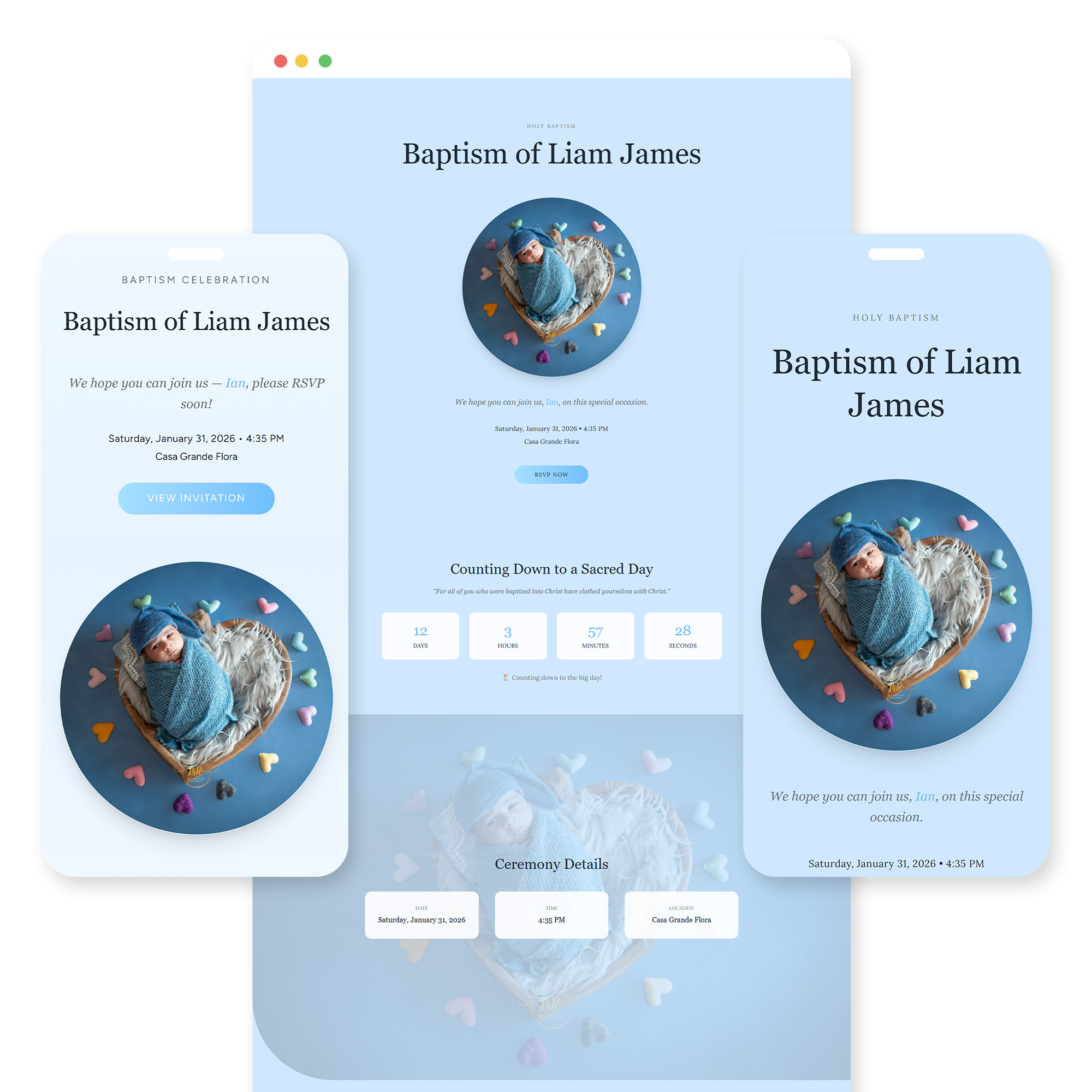 Anghel baptism invitation template preview