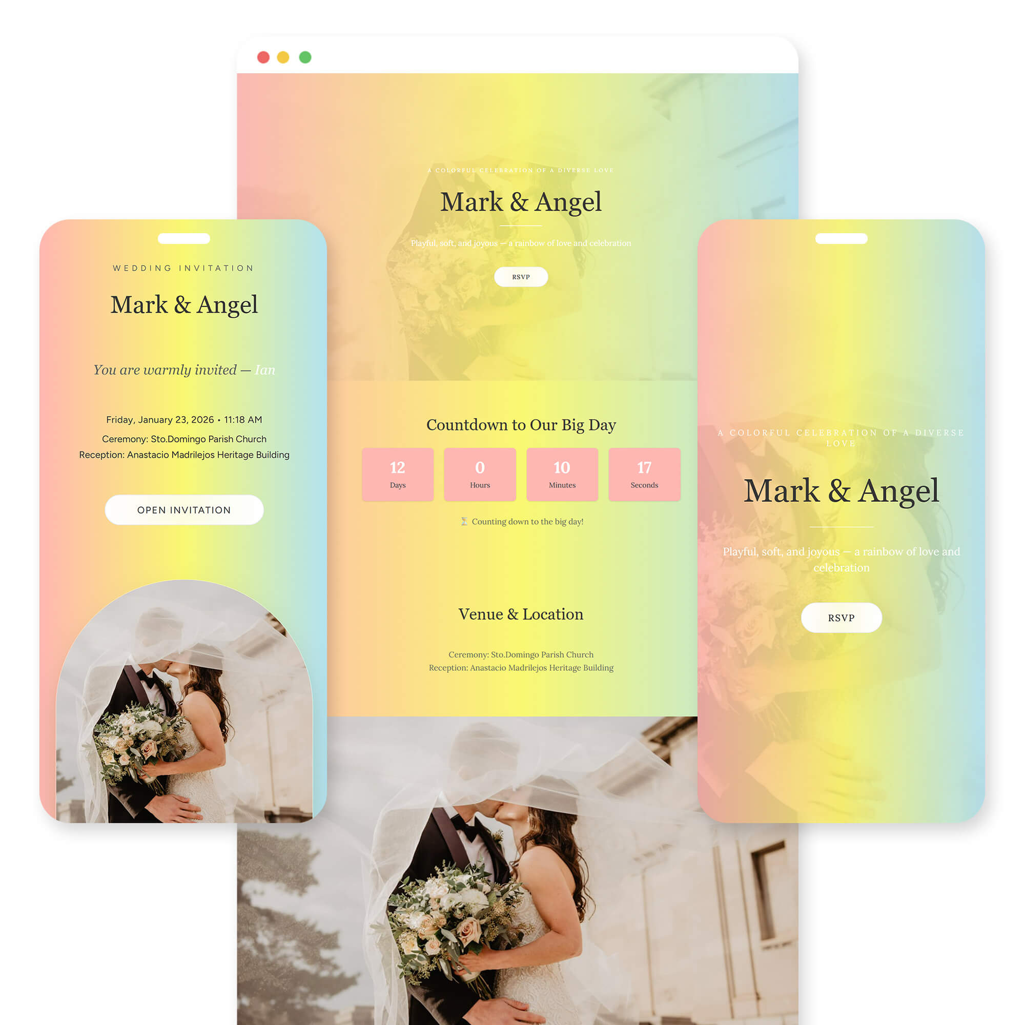 Bahaghari wedding invitation template preview