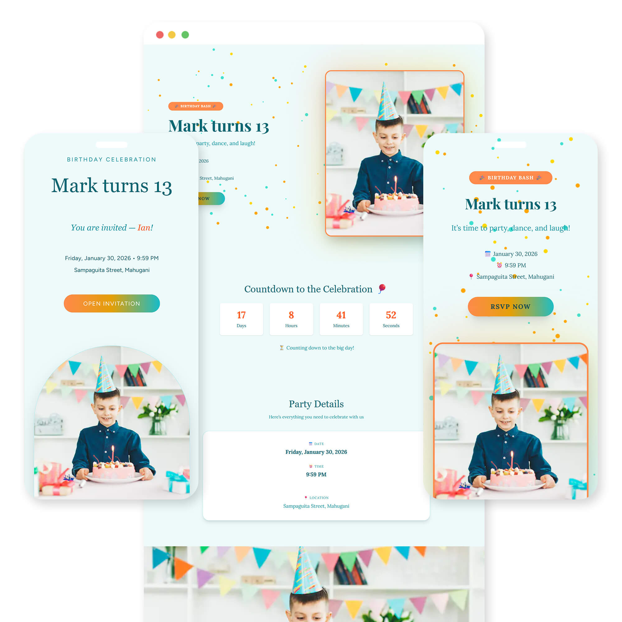 Birthday Bash birthday invitation template preview
