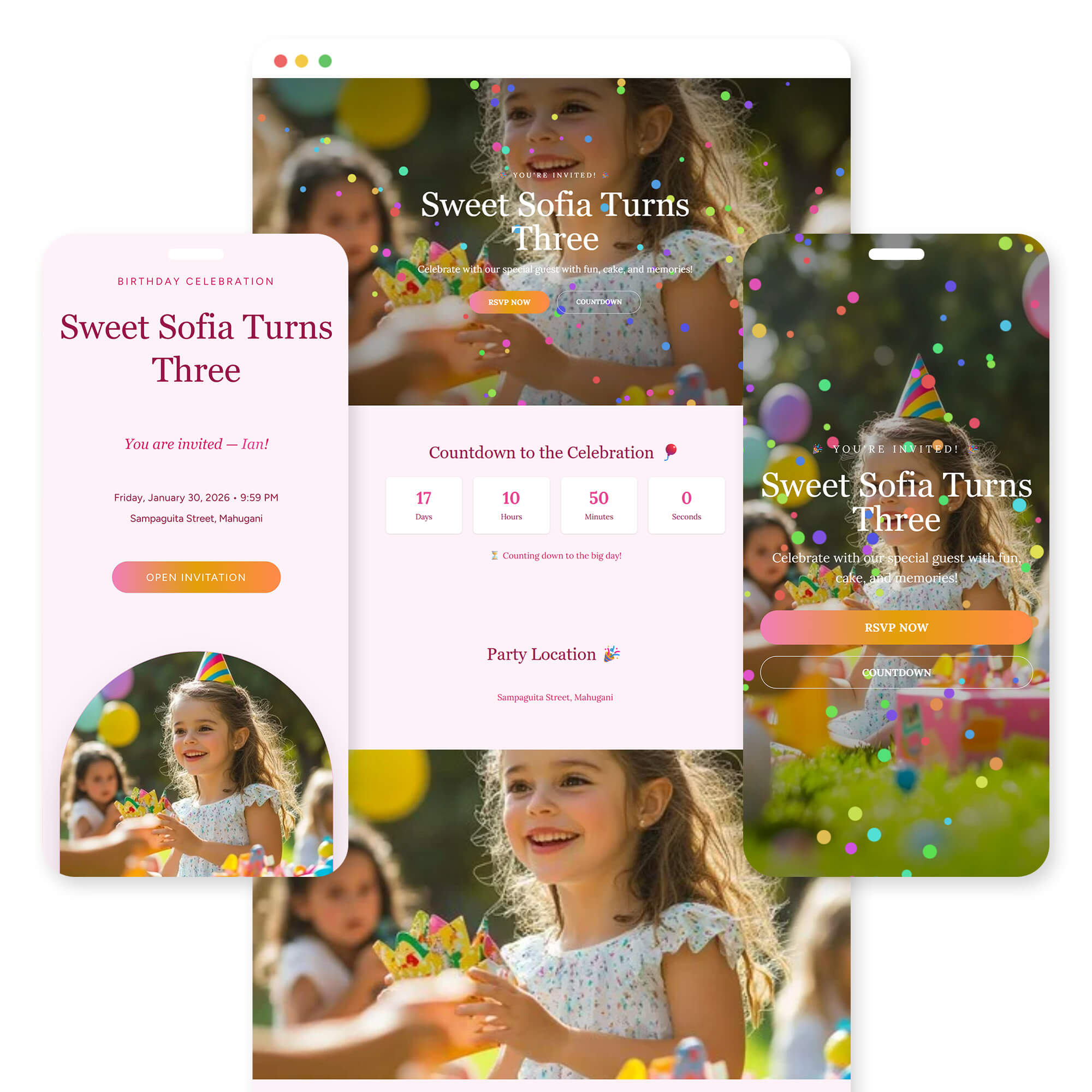Birthday Spotlight birthday invitation template preview
