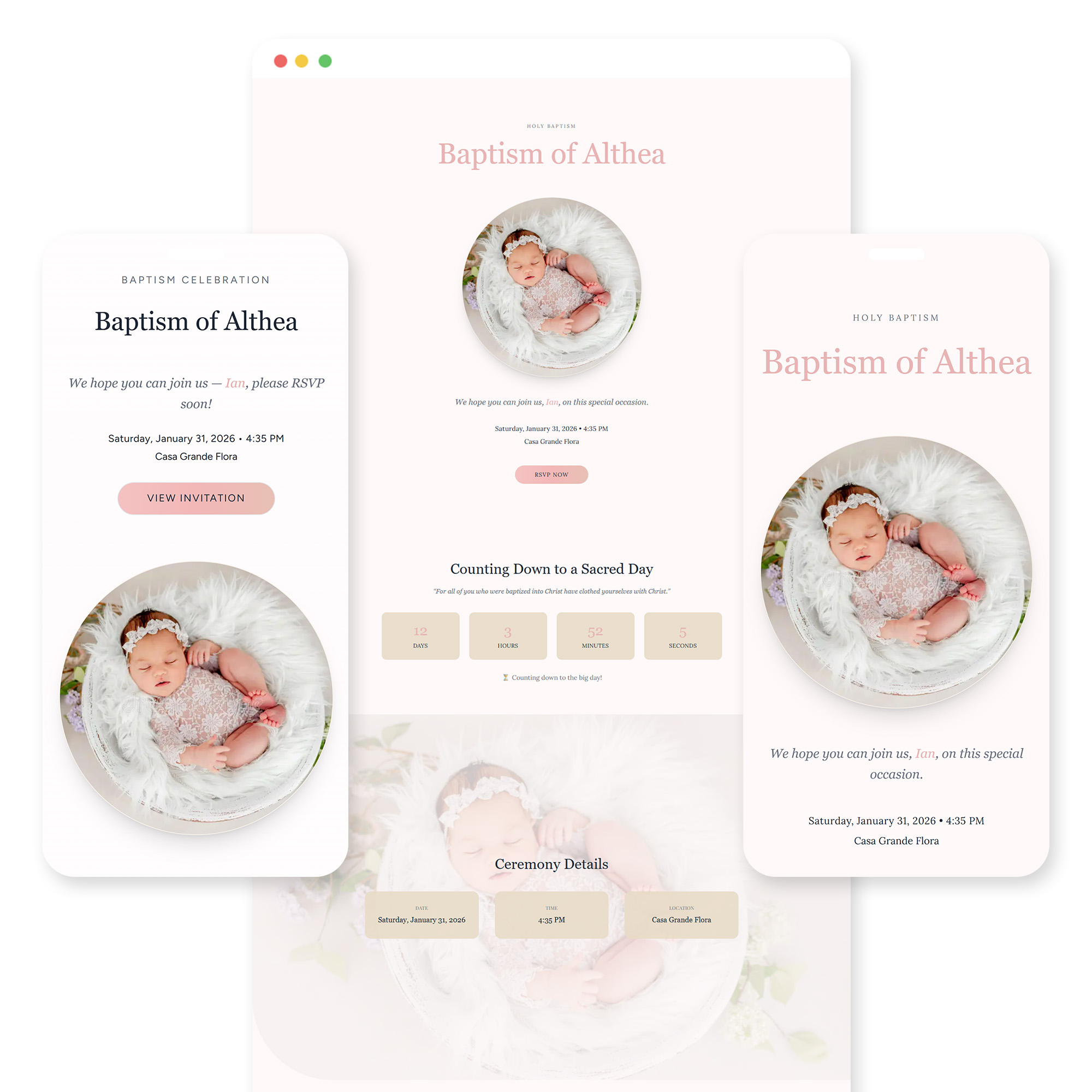 Biyaya baptism invitation template preview