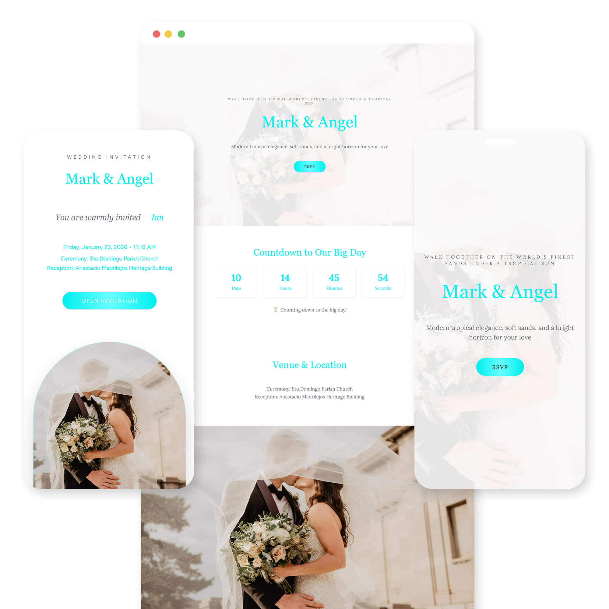 Boracay wedding invitation template preview