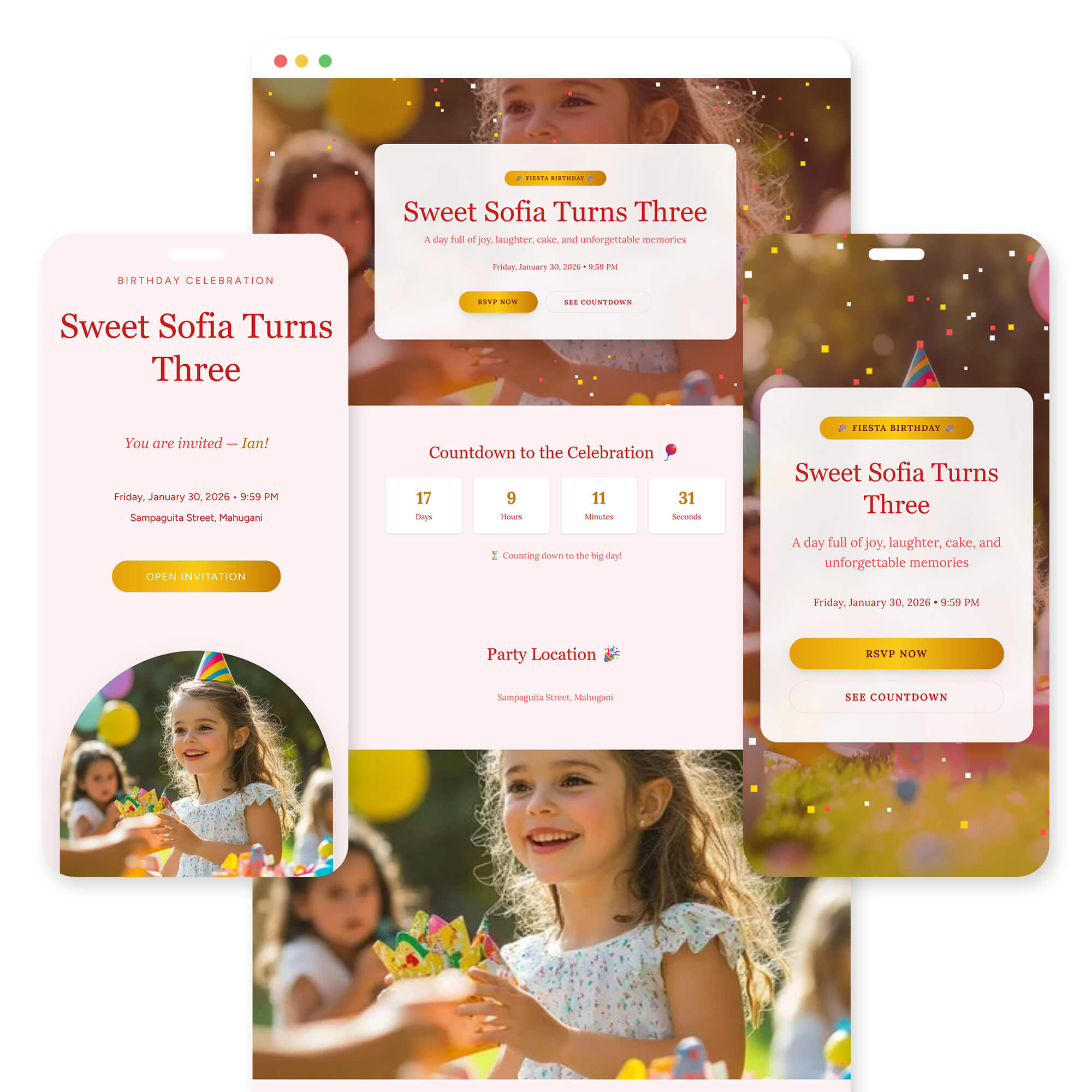 Fiesta birthday invitation template preview