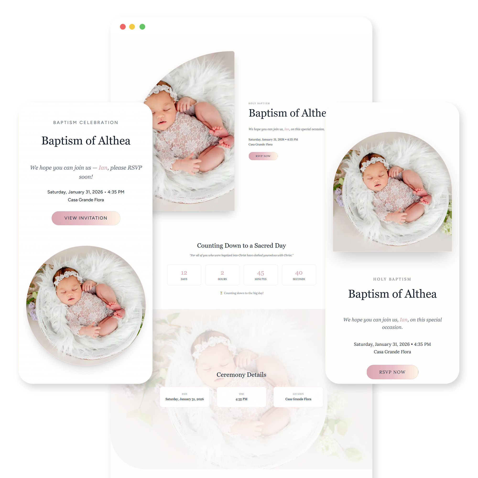 Harana baptism invitation template preview