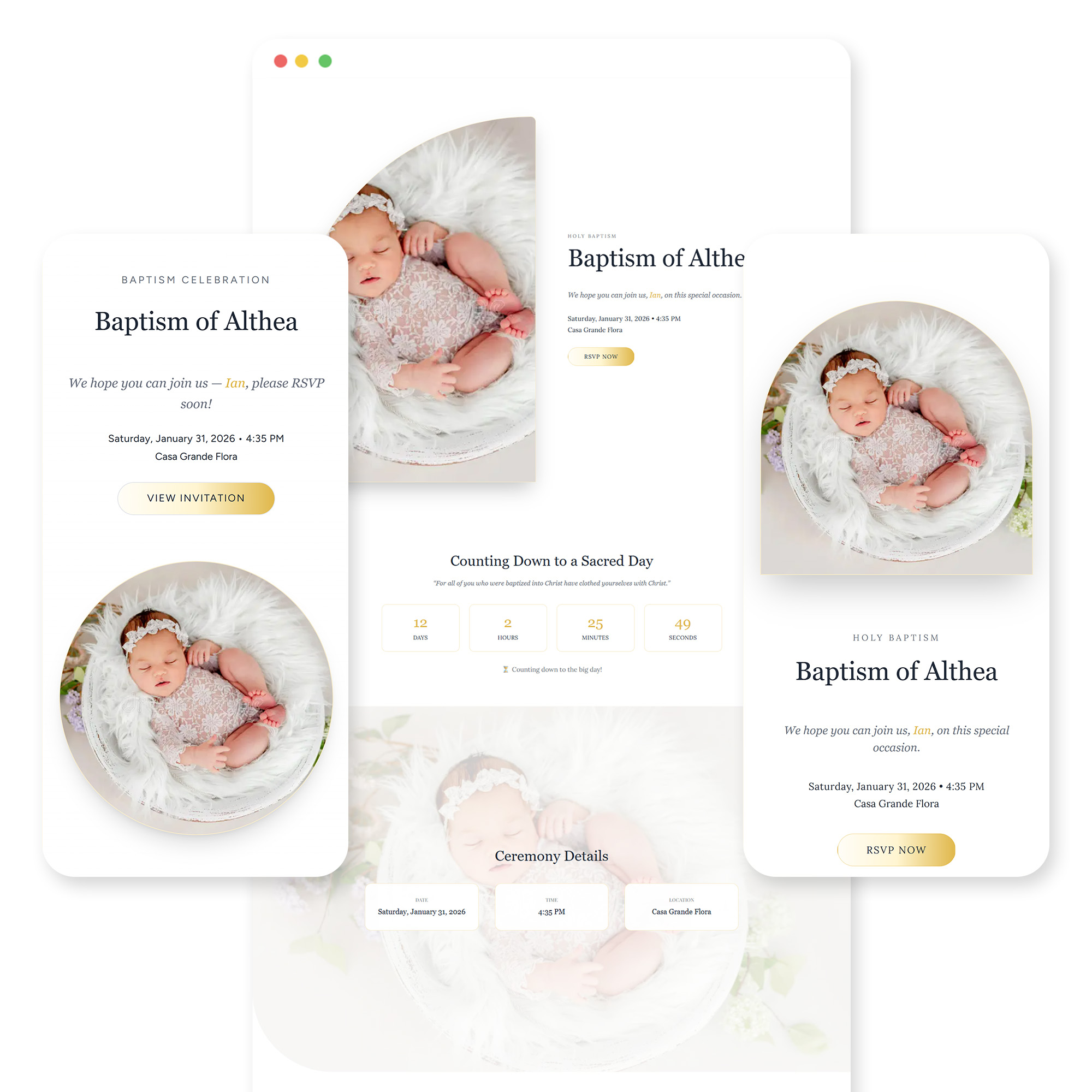 Ilaw ng Buhay baptism invitation template preview