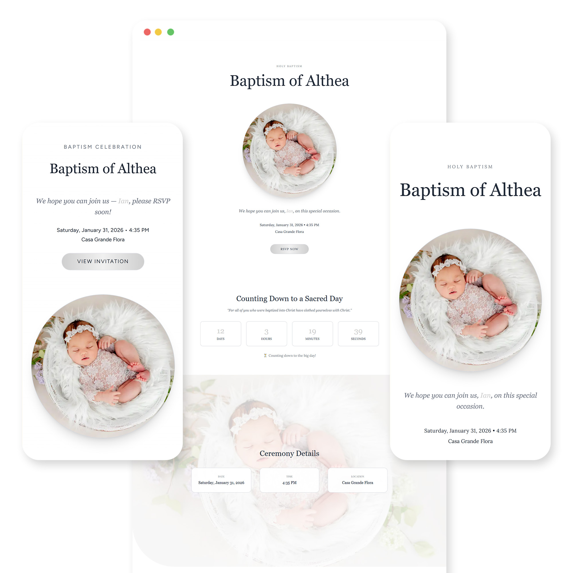 Kalapati baptism invitation template preview