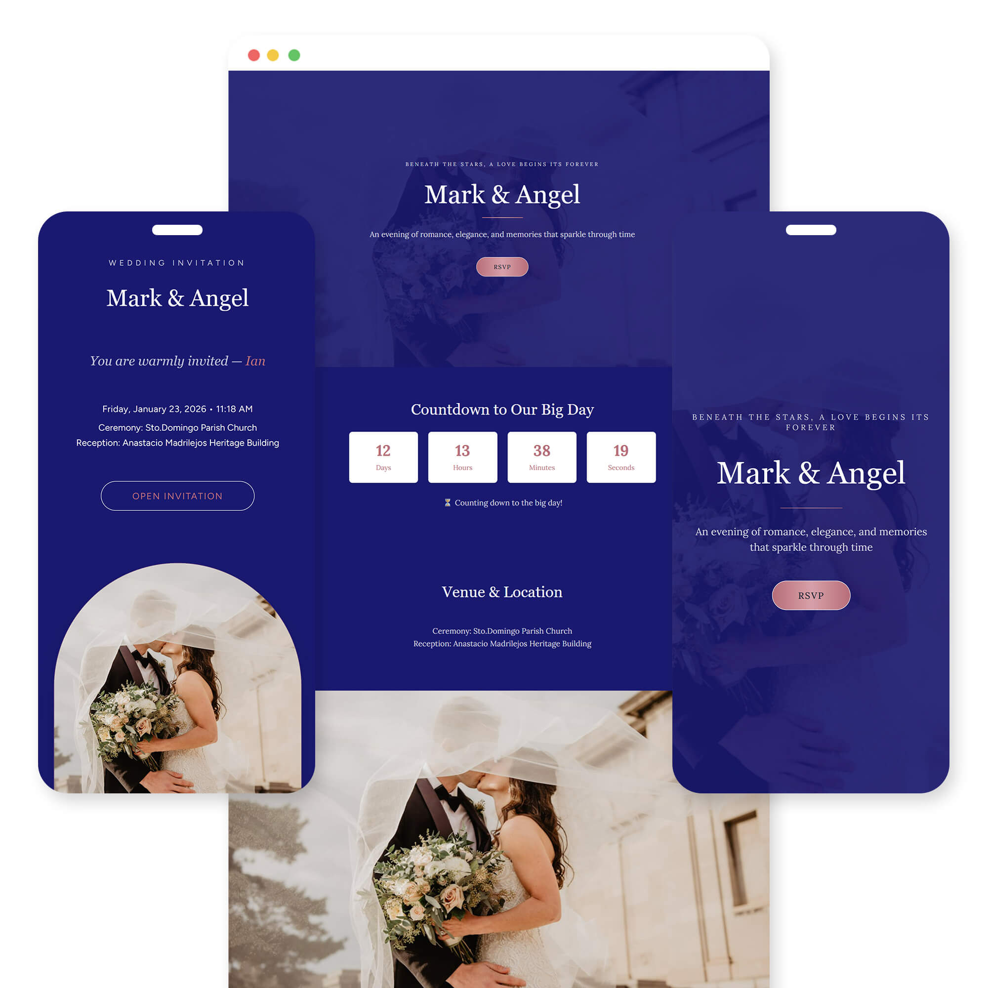 Kislap wedding invitation template preview