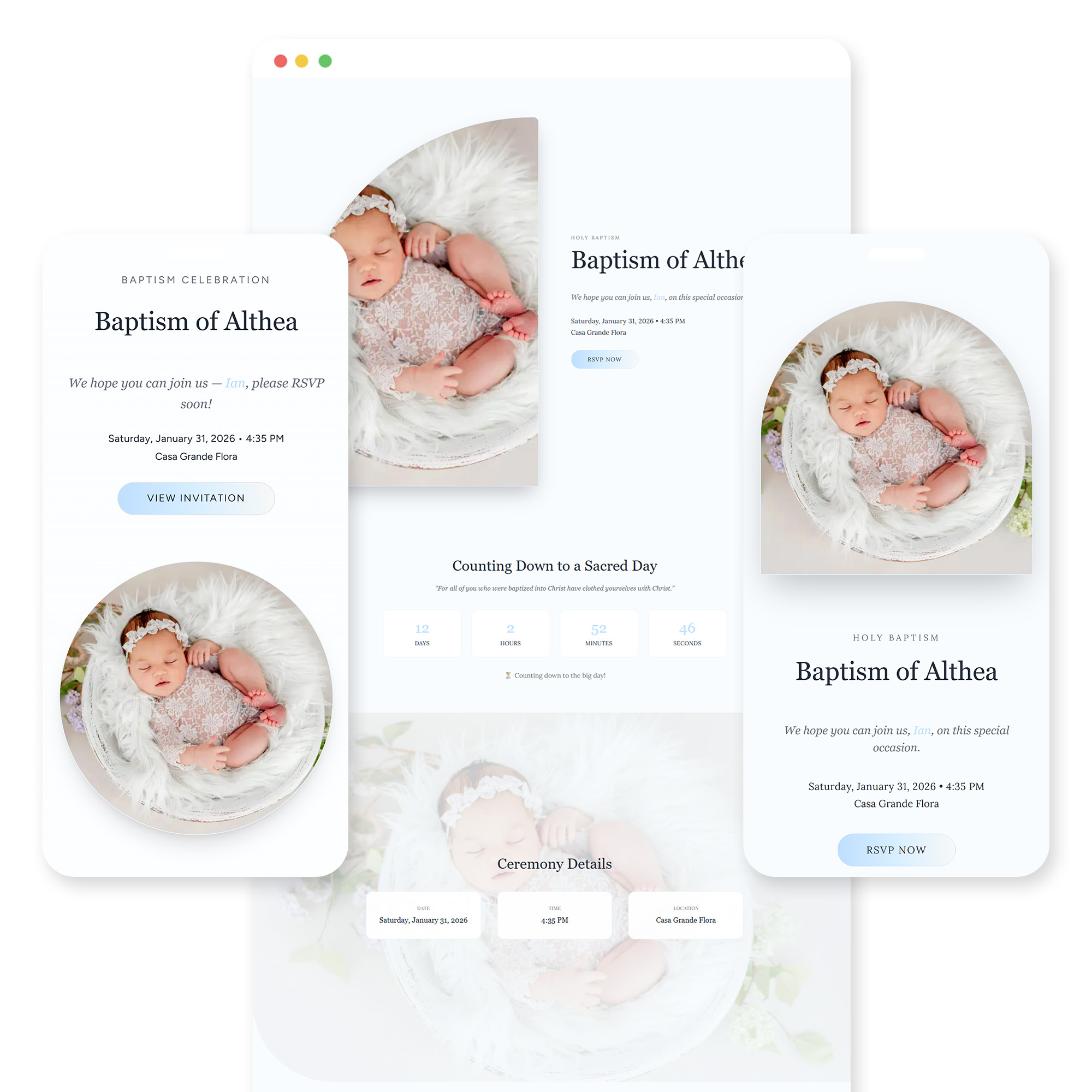 Langit baptism invitation template preview