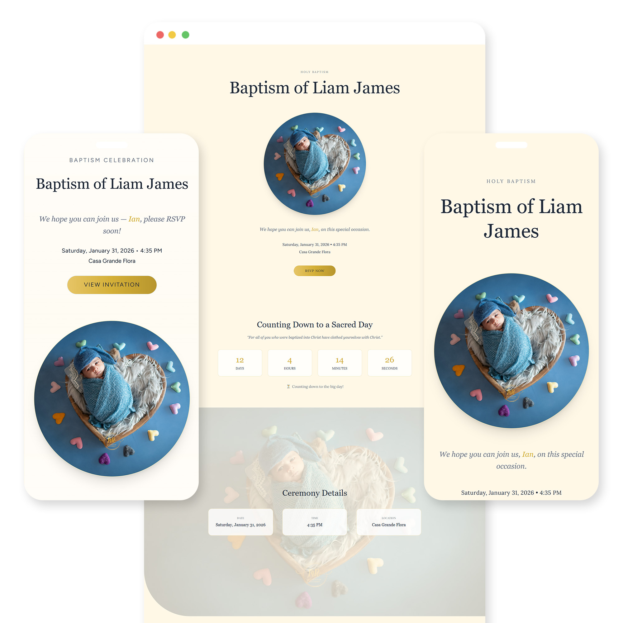 Liwanag baptism invitation template preview