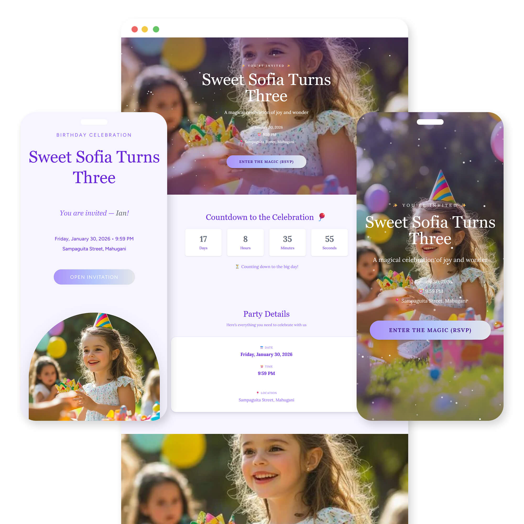 Magical Day birthday invitation template preview