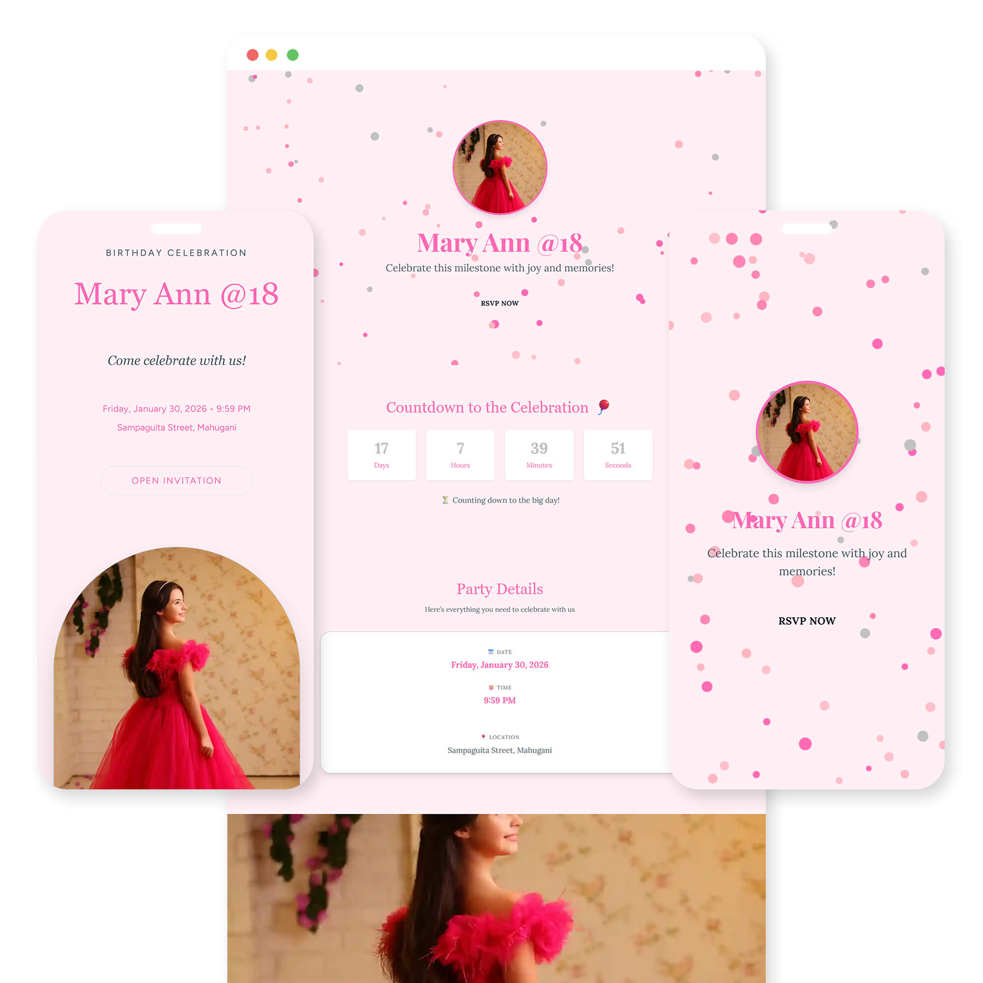 Milestone 18 birthday invitation template preview