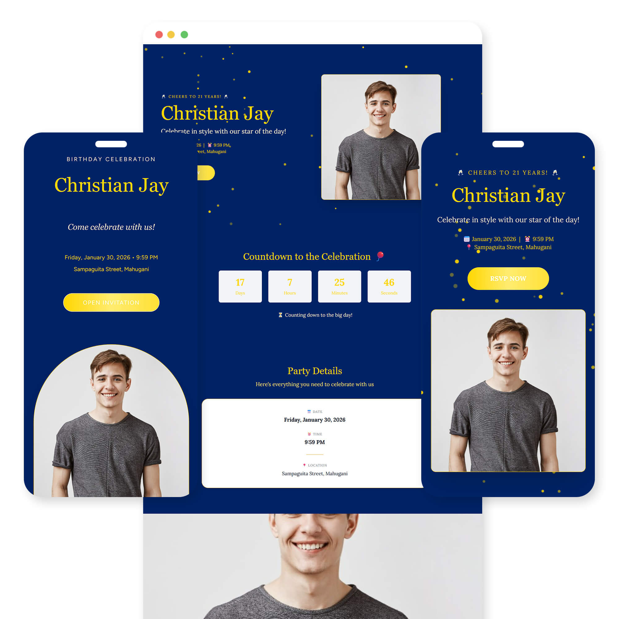 Milestone 21 birthday invitation template preview