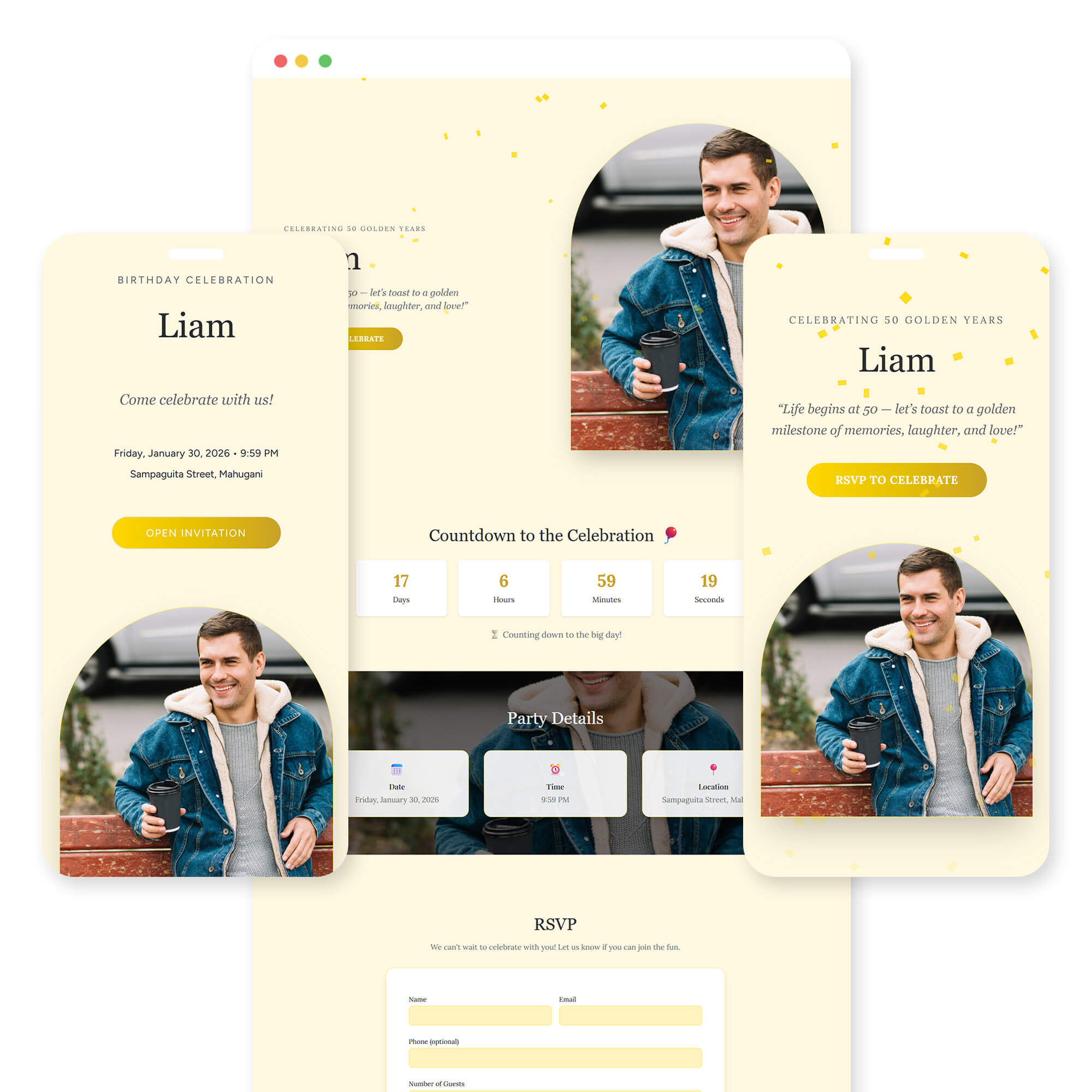 Milestone 50 birthday invitation template preview