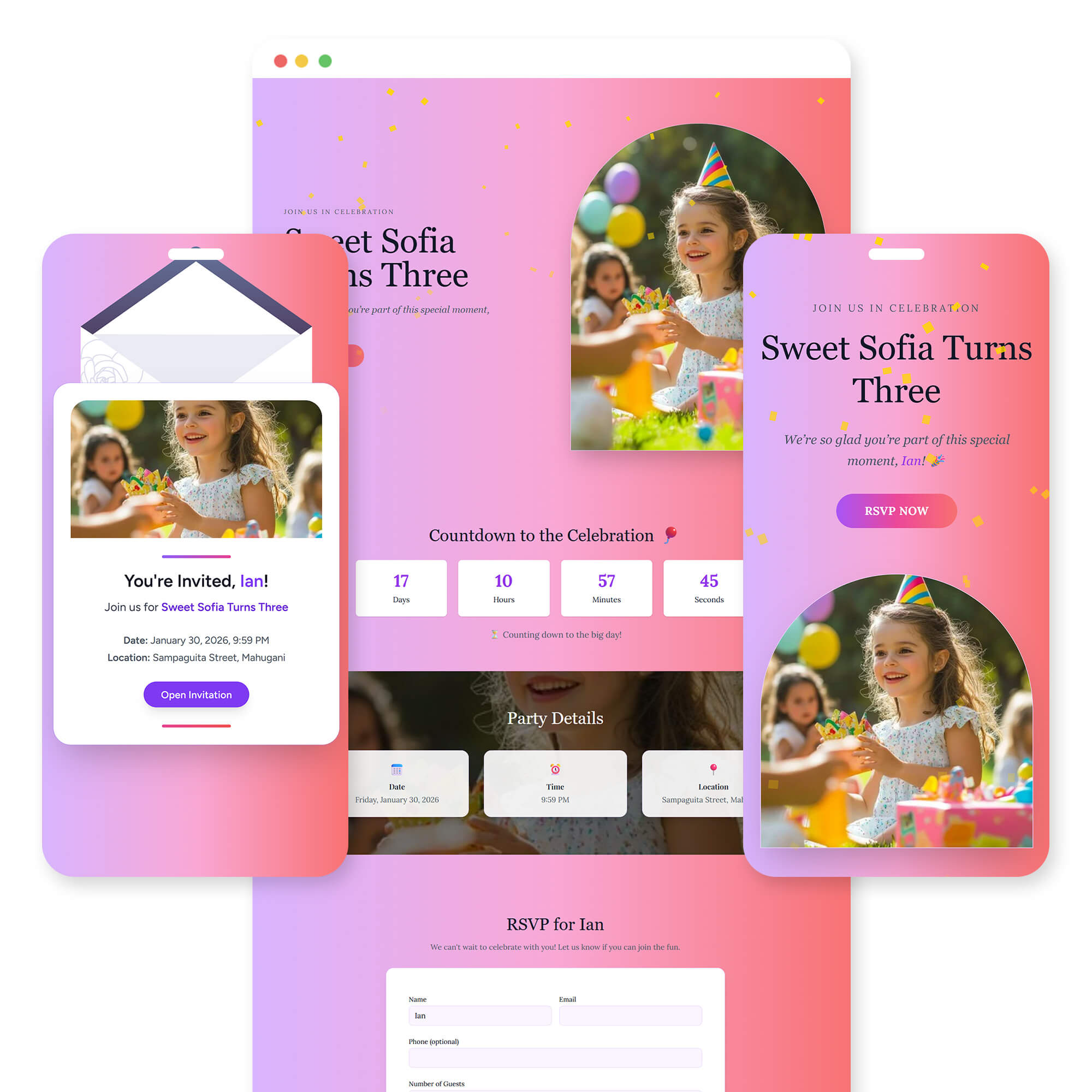 Radiant Invitation birthday invitation template preview