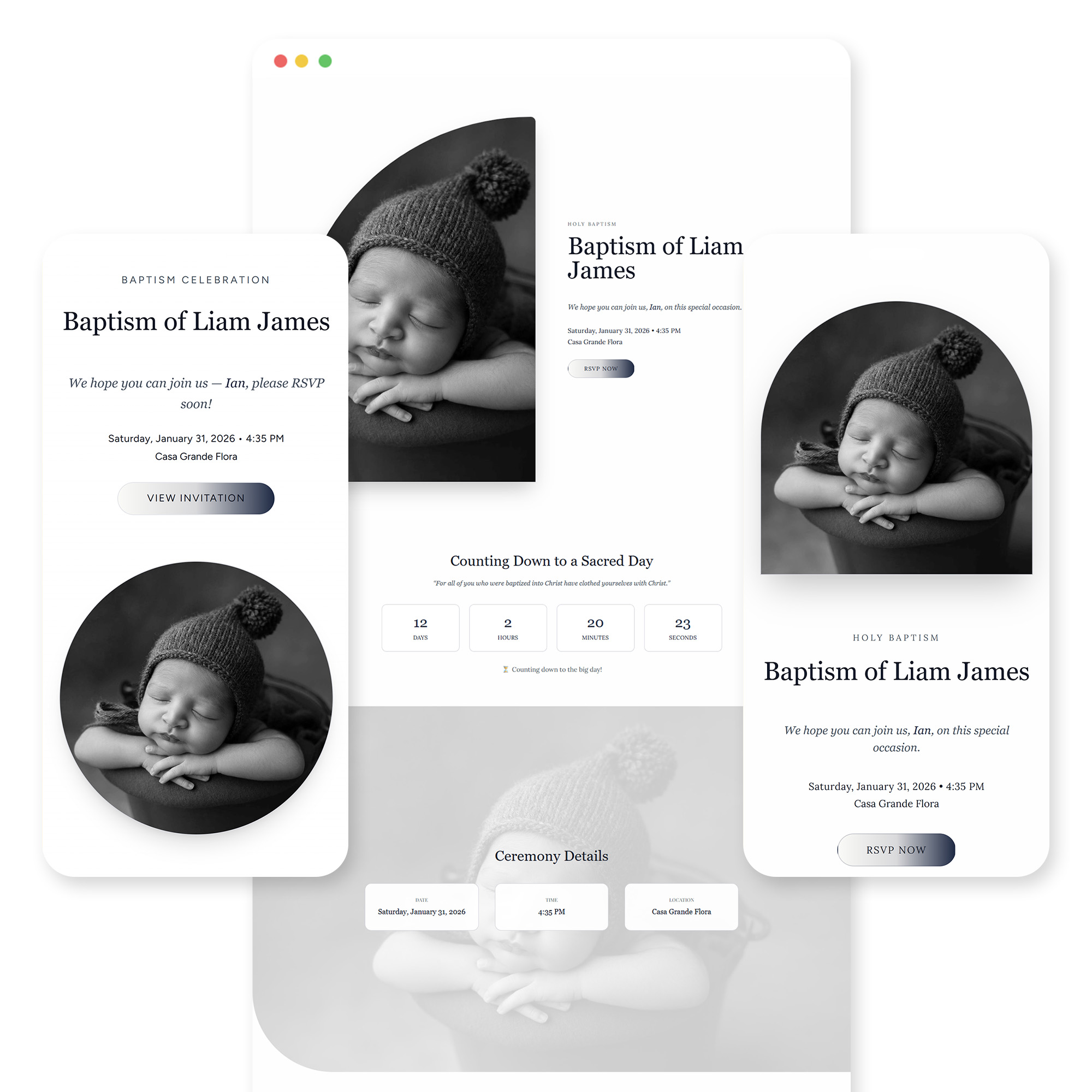 Sanctus baptism invitation template preview
