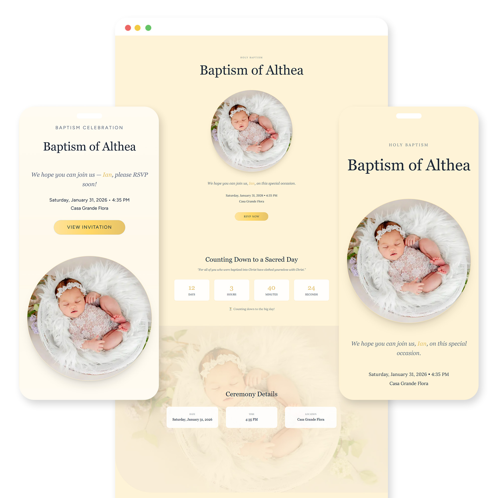 Sulo baptism invitation template preview