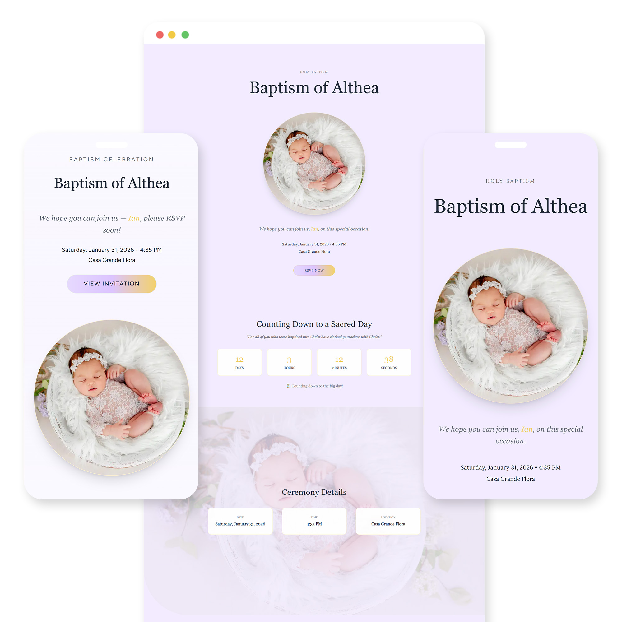 Tala baptism invitation template preview